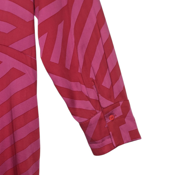 Ulla Popken Pink Mixed Strip Long Sleeve Midi Dress Work Office Funky Art 16 18 - Picture 4 of 15